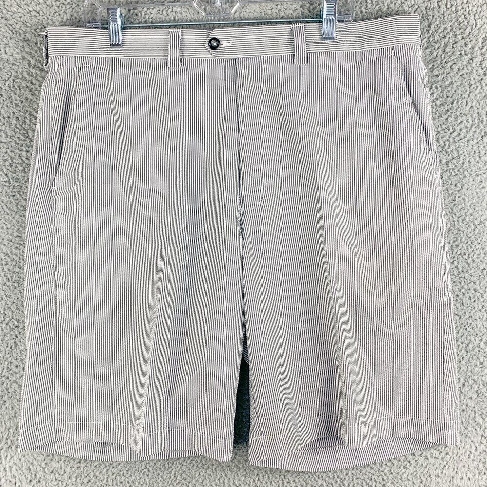 Eritage by Steve Pena Golf Shorts Mens 38 Gray White Seersucker Stripe Golfer‎
